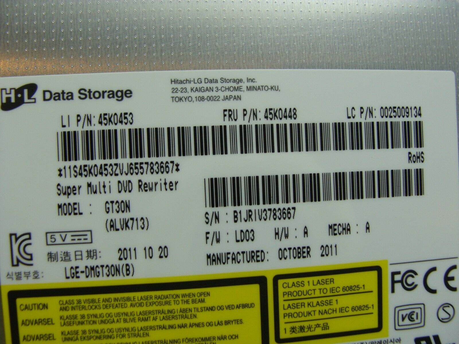 Lenovo IdeaCentre B520 7745 23 Super Multi DVD-RW Burner Drive 45K0448 GT30N ER* - Tested Computer Laptop Parts