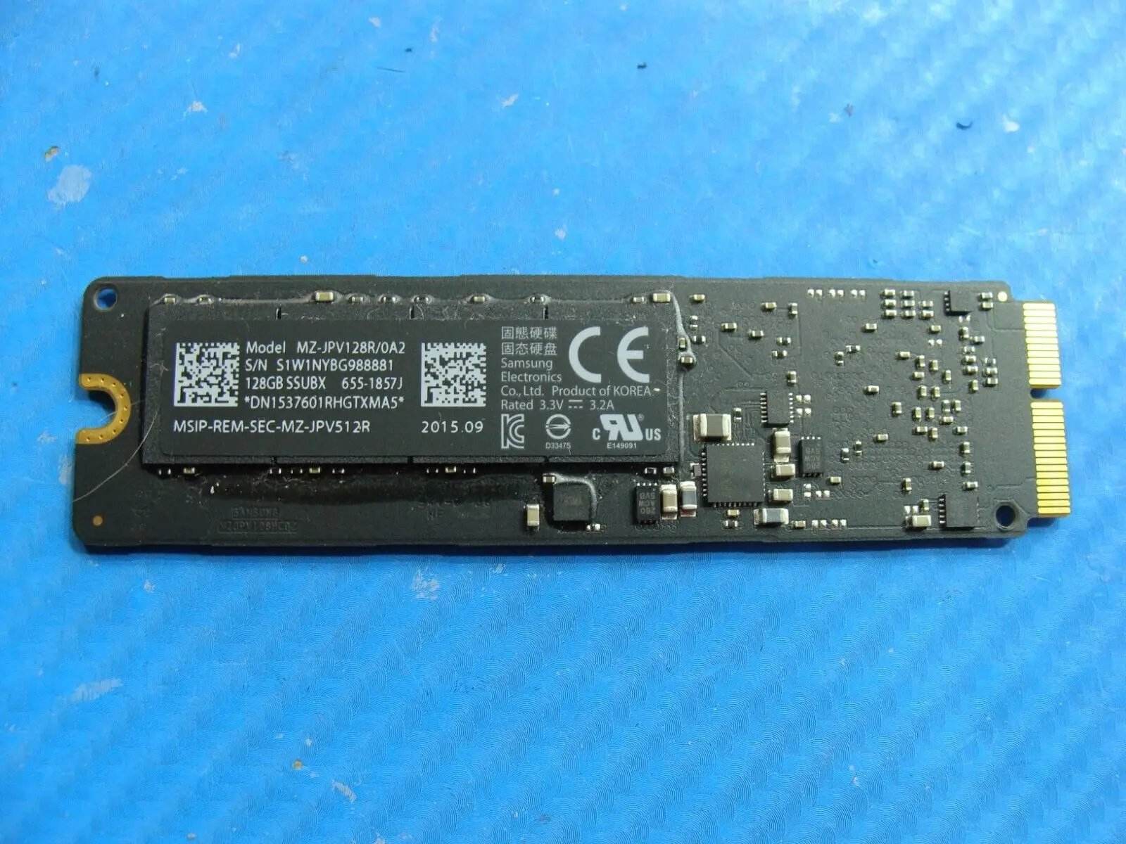 MacBook A1466 MJVE2LL/A Samsung 128Gb 12+16 pin SSD MZ-JPV128R/0A2 655-1857J - Tested Computer Laptop Parts