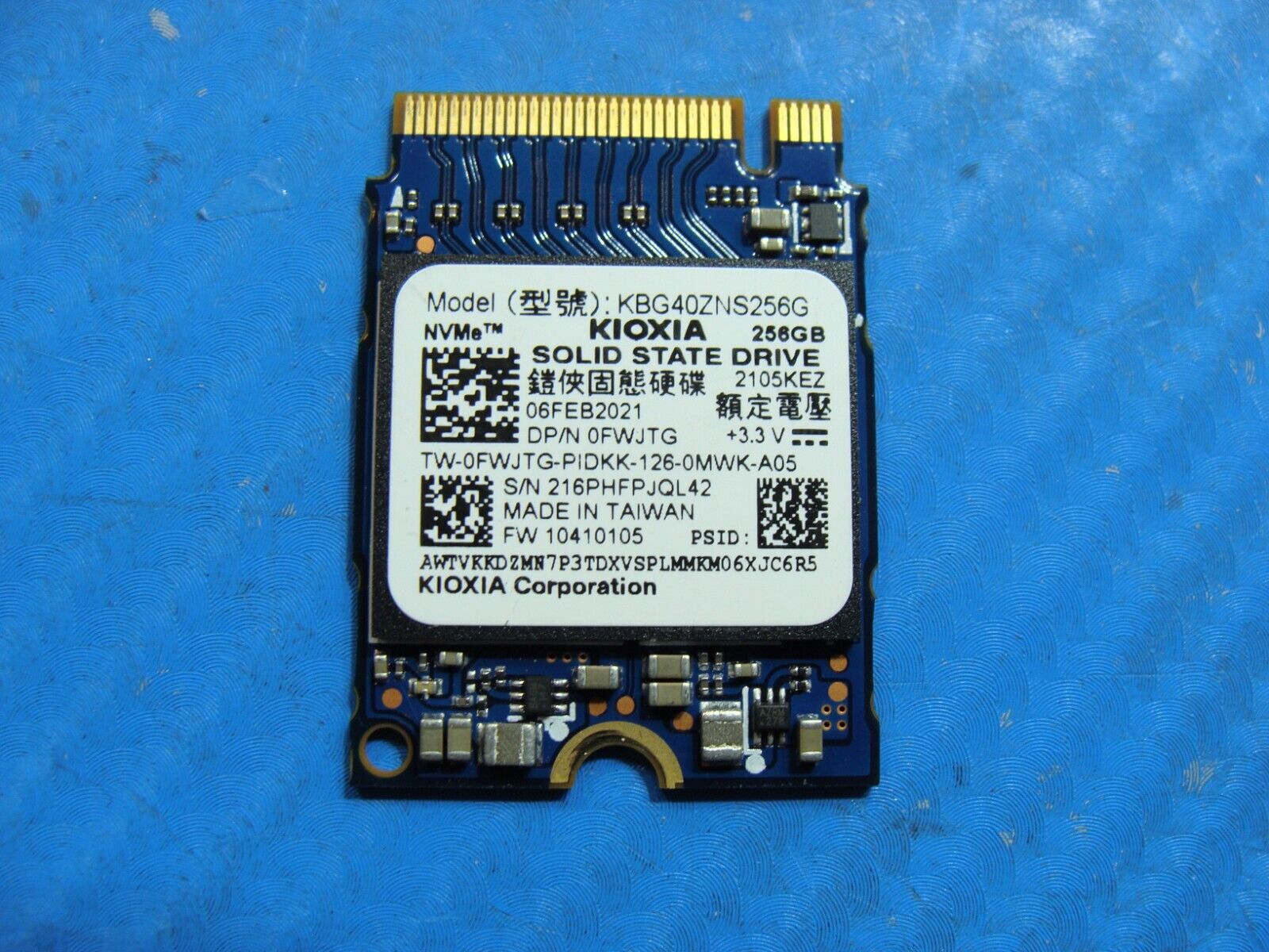 Dell 3410 Kioxia 256GB NVMe M.2 SSD Solid State Drive KBG40ZNS256G FWJTG