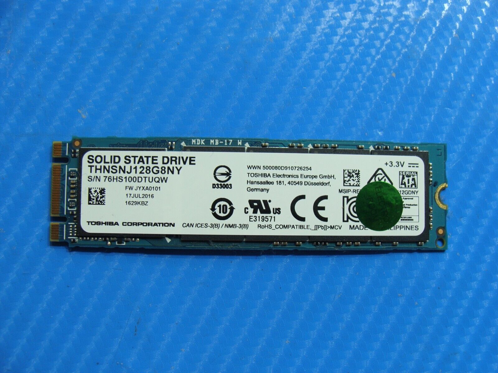 MSI GE72VR 6RF Toshiba 128GB SATA M.2 SSD Solid State Drive THNSNJ128G8NY