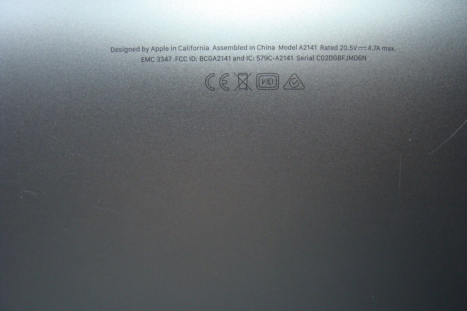 MacBook Pro A2141 16 Late 2019 MVVJ2LL/A Bottom Case Space Gray 923-03844