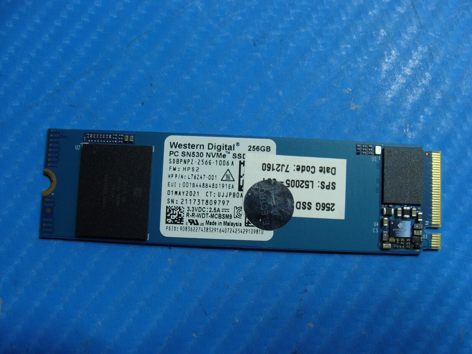 HP 15-dw3033dx WD Western Digital 256GB NVMe SSD SDBPNPZ-256G-1006 L52005-001