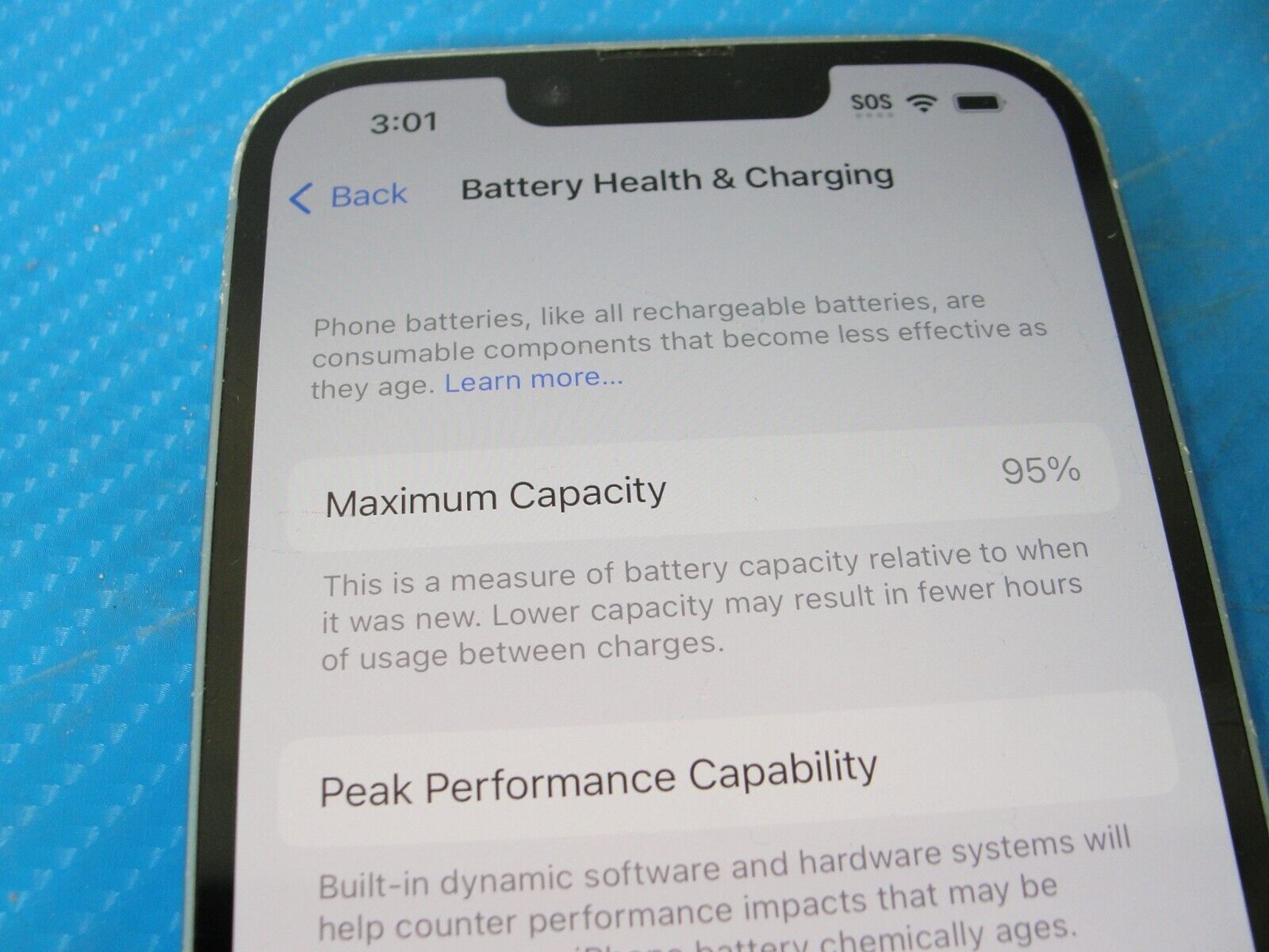 Apple iPhone 14 - 128GB - Blue mpvh3ll/a Battery health 95% /READ