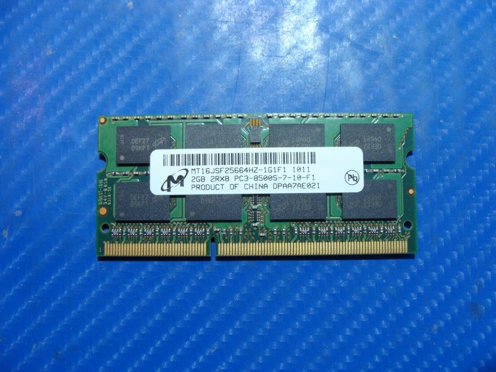 MacBook Pro Micron 2GB 2Rx8 PC3-8500S SO-DIMM Memory RAM MT16JSF25664HZ-1G1F1 Micron