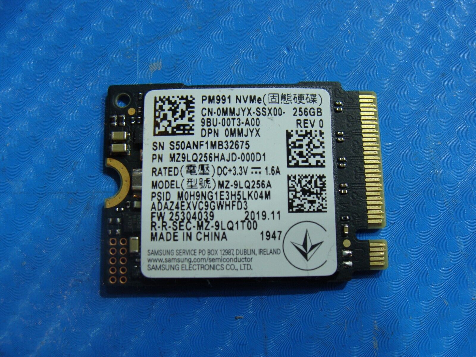 Dell 5400 Samsung 256GB M.2 NVMe SSD Solid State Drive MZ9LQ256HAJD-000D1 MMJYX