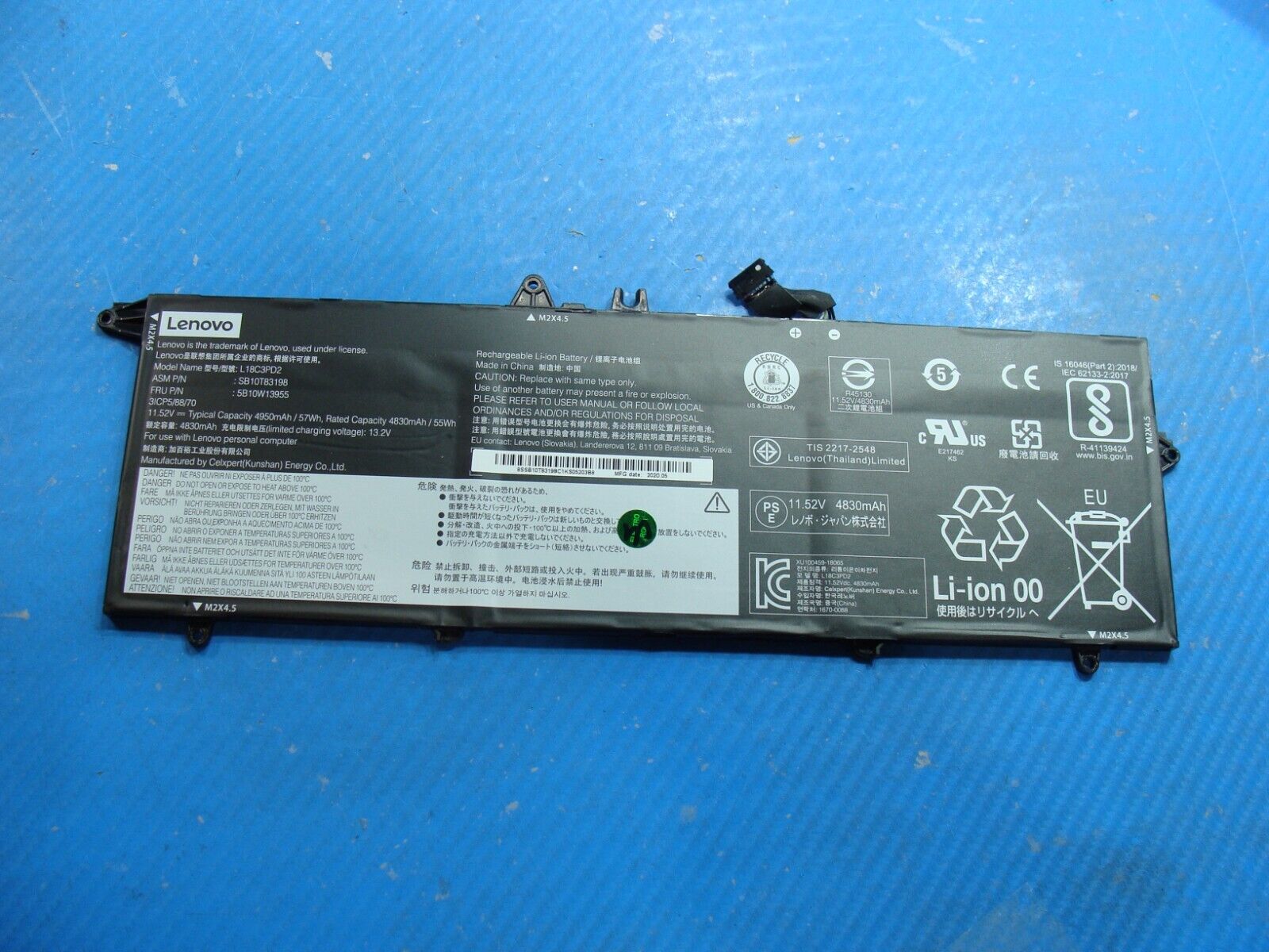 Lenovo ThinkPad T490s 14 Genuine Laptop Battery 11.52V 57Wh 4950mAh L18C3PD2