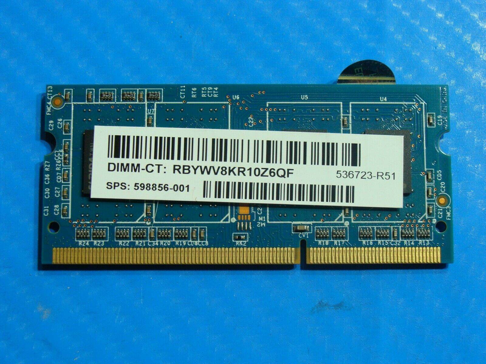 HP EliteBook 2740p Laptop Ramaxel 2GB Memory PC3-10600S-999 RMT3010EC58E8F-1333 - Tested Computer Laptop Parts