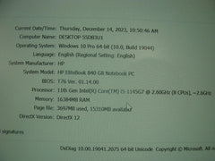 Grade A HP EliteBook 840 G8 14"FHD i5-1145G7 2.6GHz 16GB 512GB SSD WRTY Feb 2025