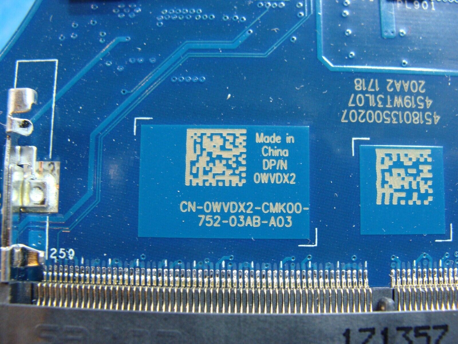 Dell Precision 5510 i7-6820HQ 2.7GHz Quadro M1000M 2GB Motherboard WVDX2 AS IS