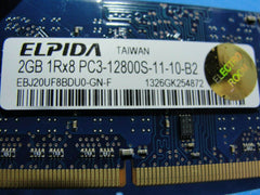 MacBook Pro A1278 Elpida 2GB SODIMM Memory RAM PC3-12800S EBJ20UF8BDU0-GN-F - Tested Computer Laptop Parts