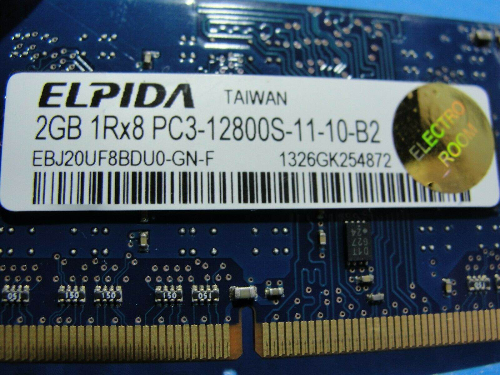 MacBook Pro A1278 Elpida 2GB SODIMM Memory RAM PC3-12800S EBJ20UF8BDU0-GN-F - Tested Computer Laptop Parts
