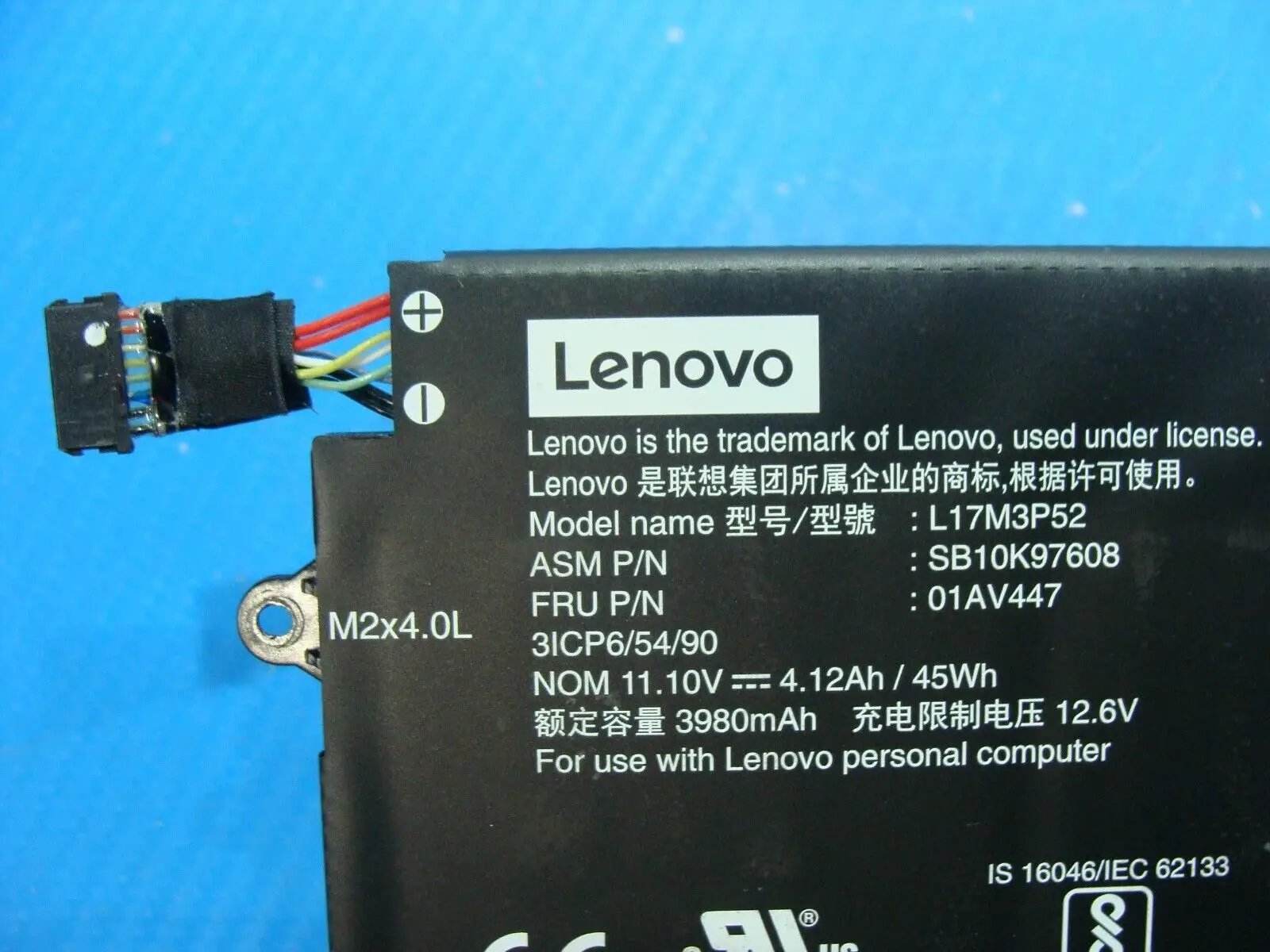 Lenovo ThinkPad 15.6” E580 Genuine Battery 11.10V 45Wh 4120mAh L17M3P52 01AV447 - Tested Computer Laptop Parts