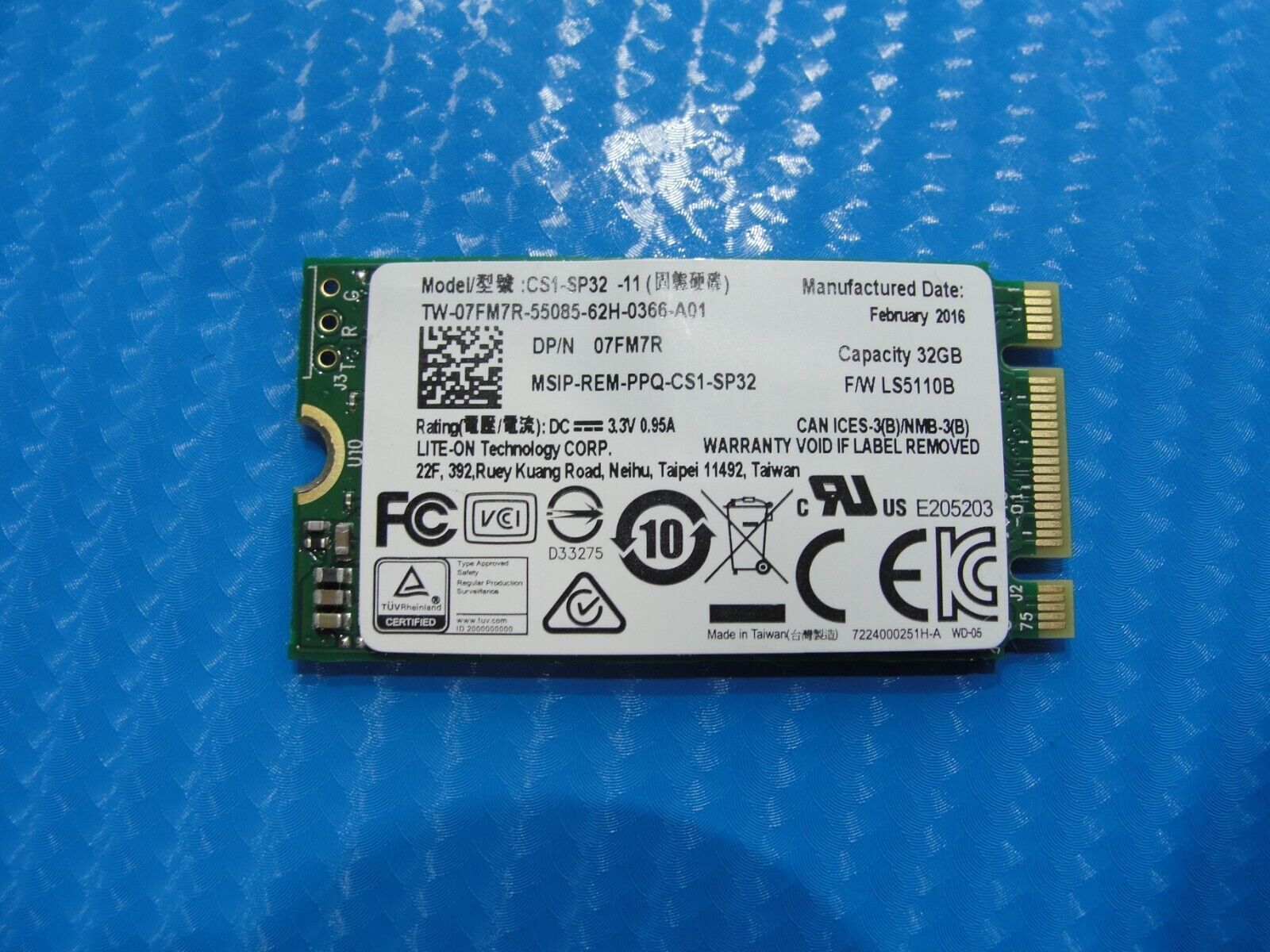 Dell Inspiron 7459 Lite-On 32Gb M.2 SSD Solid State Drive CS1-SP32-11 7FM7R