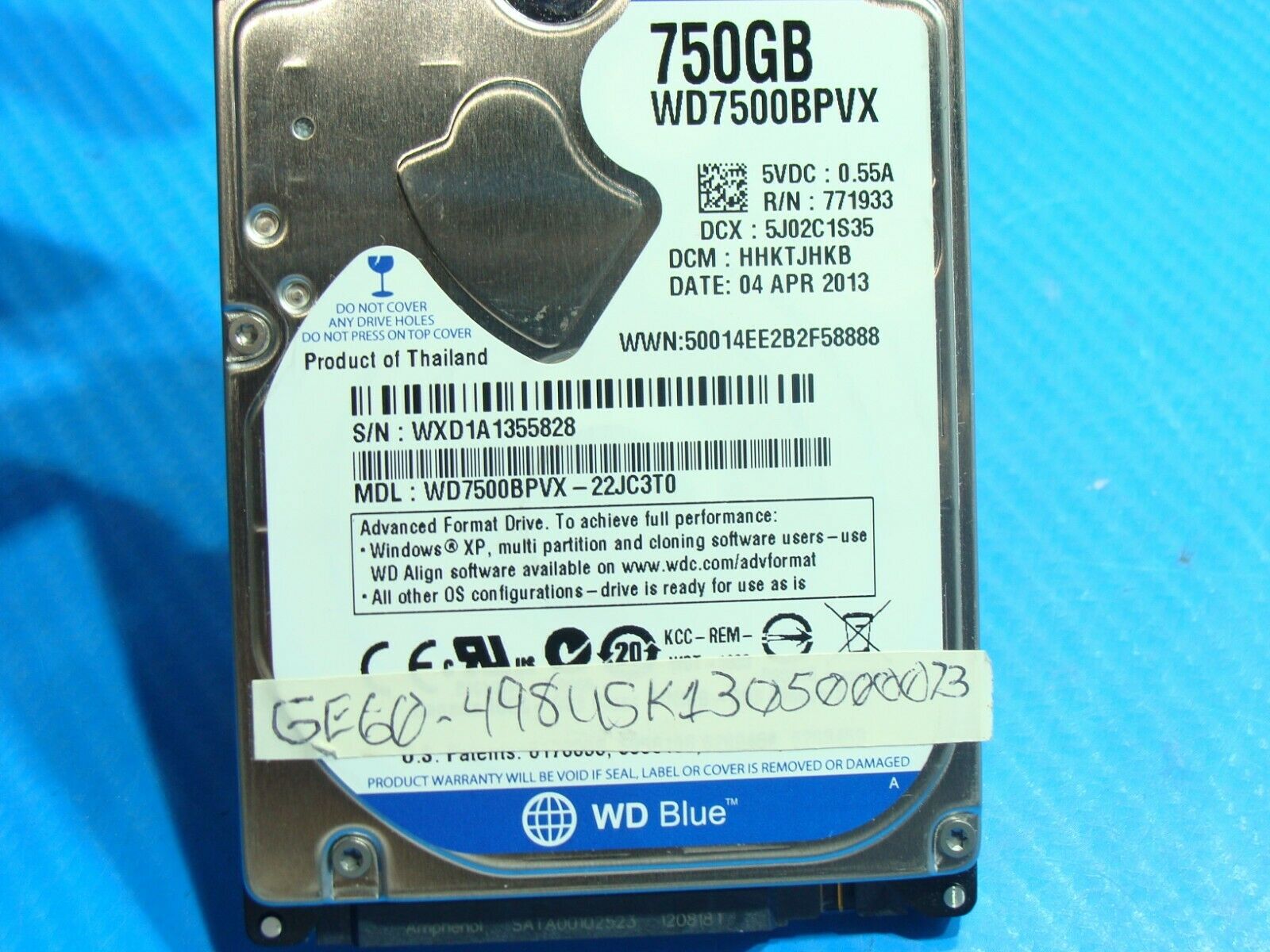 MSI Dominator GT60 MS-16F4 WD Blue 750GB SATA 2.5