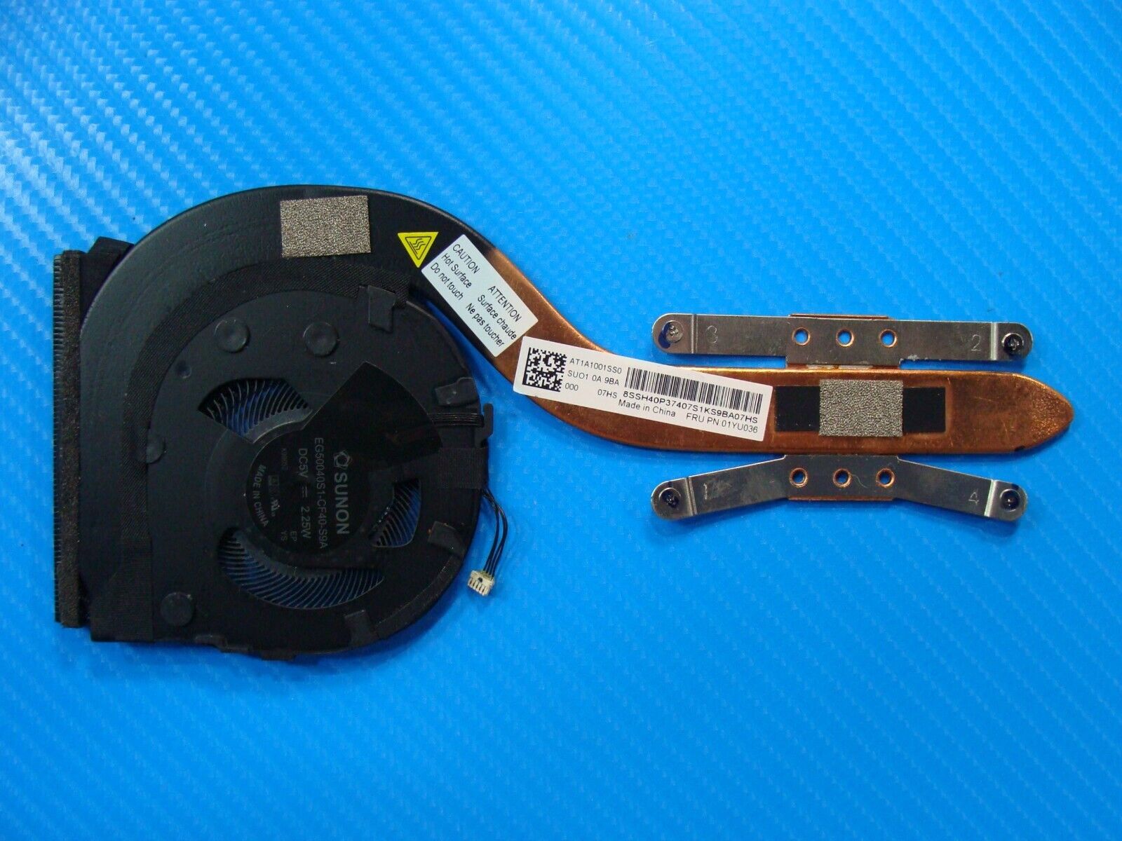 Lenovo ThinkPad X1 Carbon 7th Gen 14 Genuine CPU Cooling Fan w/Heatsink 01YU036