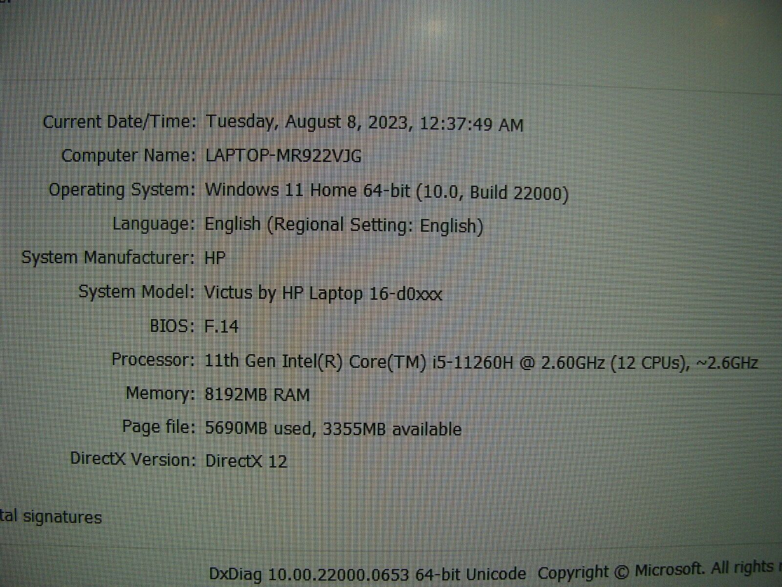 HP Victus 16-d0020nr Gaming Laptop 16.1