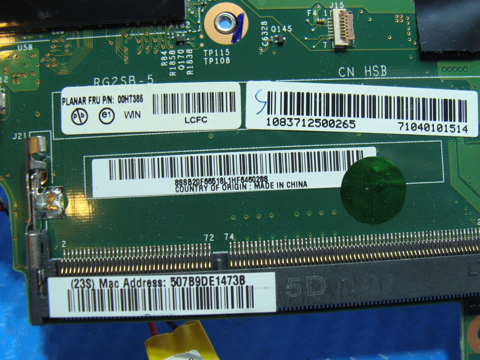 Lenovo ThinkPad 12.5” x250 Intel i5-5300U 2.30GHz Motherboard 00HT385 NM-A091
