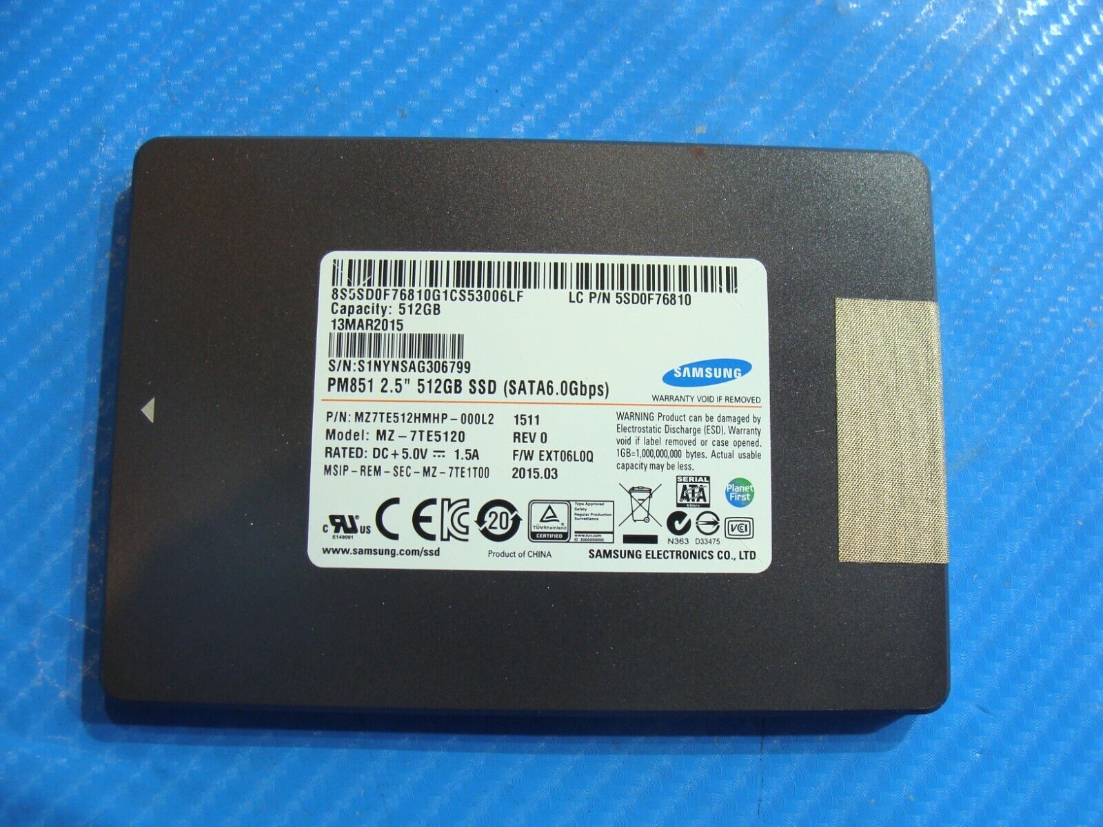 Lenovo Y50-70 Samsung 512GB PM851 SATA 2.5