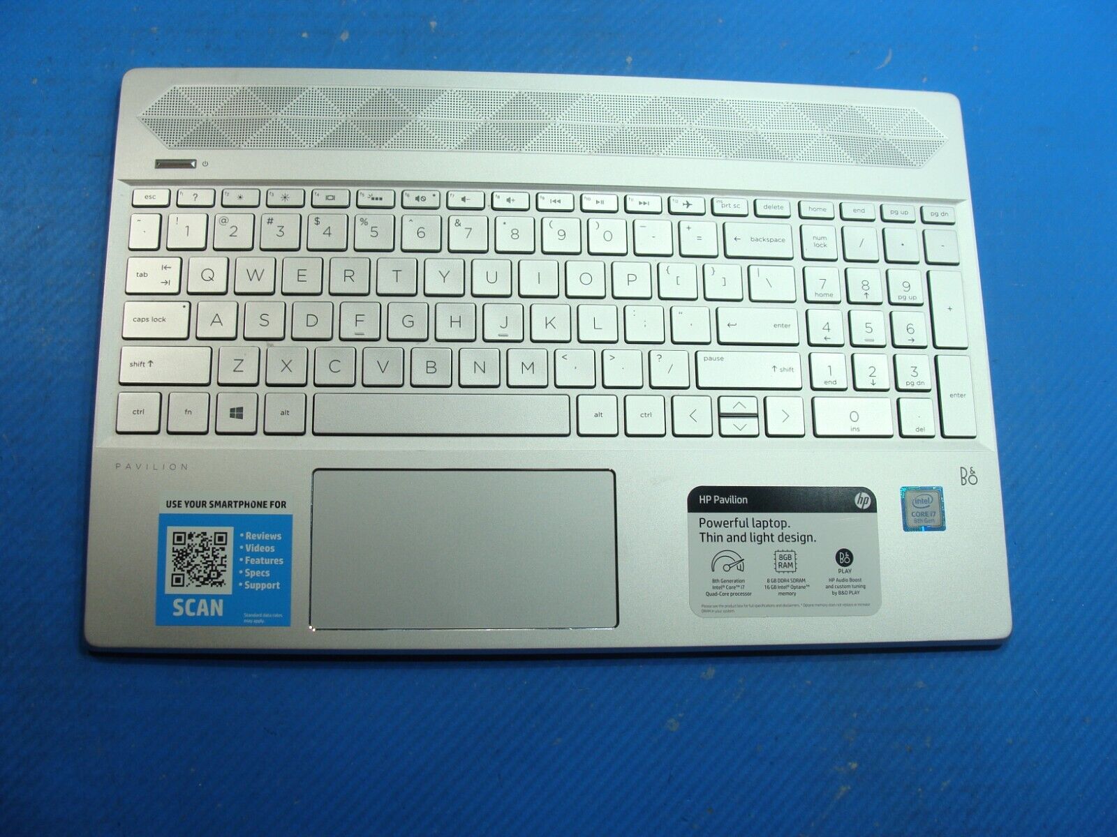 HP Pavilion 15.6” 15-cs0083cl Palmrest w/BL Keyboard TouchPad 54G7BTATP00 Grd A
