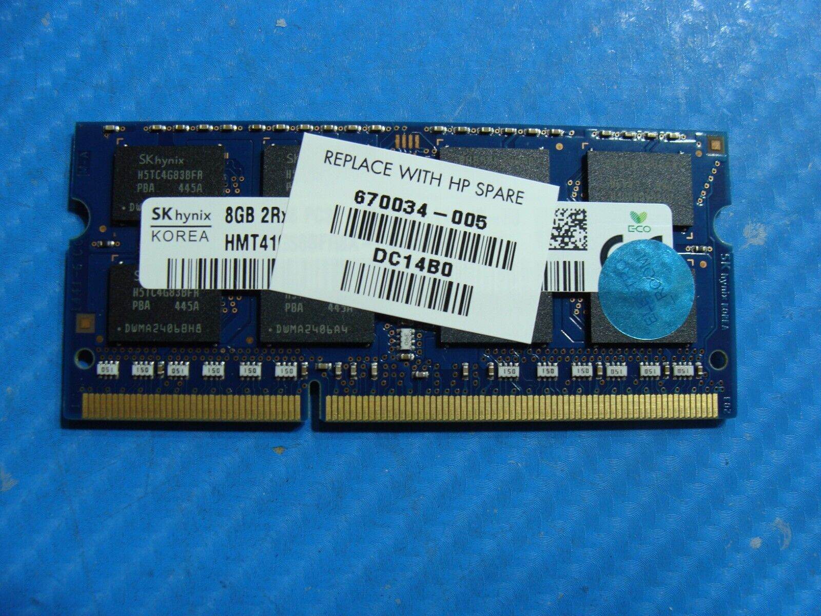 HP Pavilion 17 SK Hynix 8GB SODIMM Memory RAM 670034-005 - Tested Computer Laptop Parts