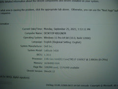 OB WRTY A+ Dell Latitude 5420 14" Crisp FHD Intel i7-11th 2.8Ghz 16GB 512GB SSD