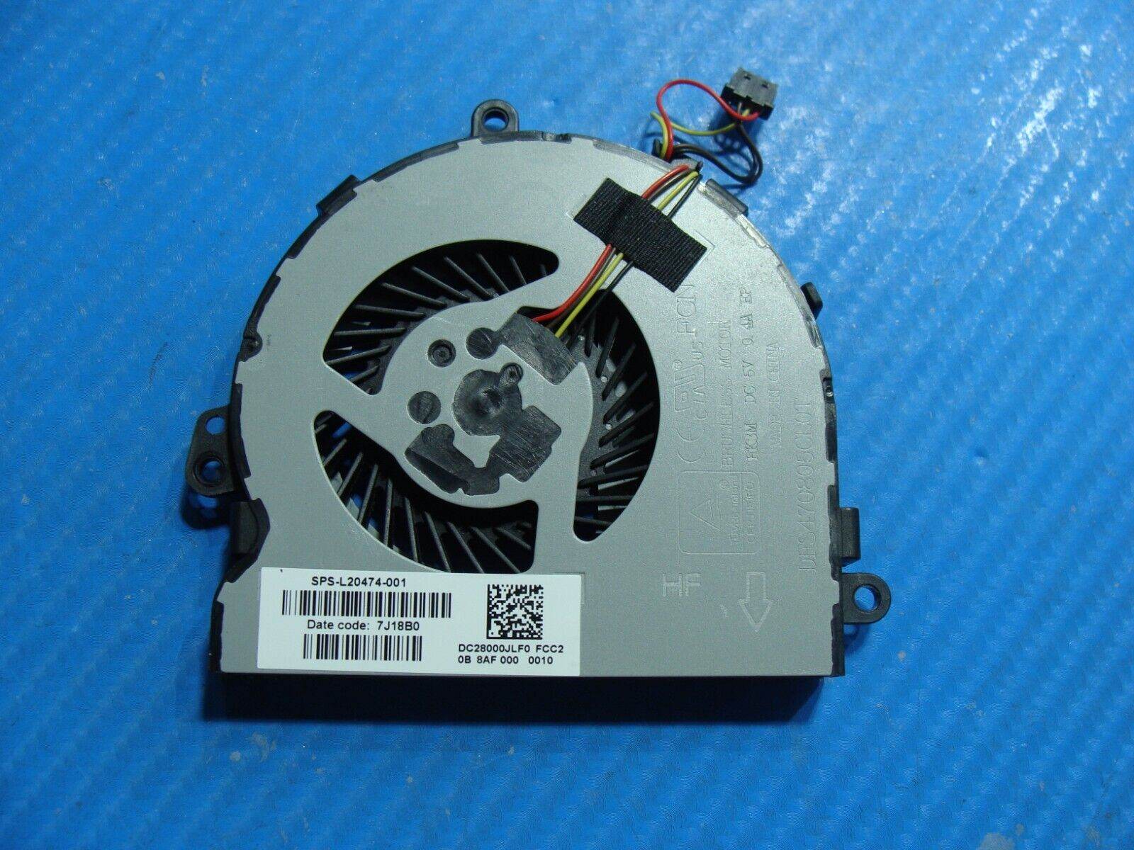 HP 15.6” 15-db0005dx Genuine Laptop CPU Cooling Fan L20474-001 DC28000JLF0 - Tested Computer Laptop Parts