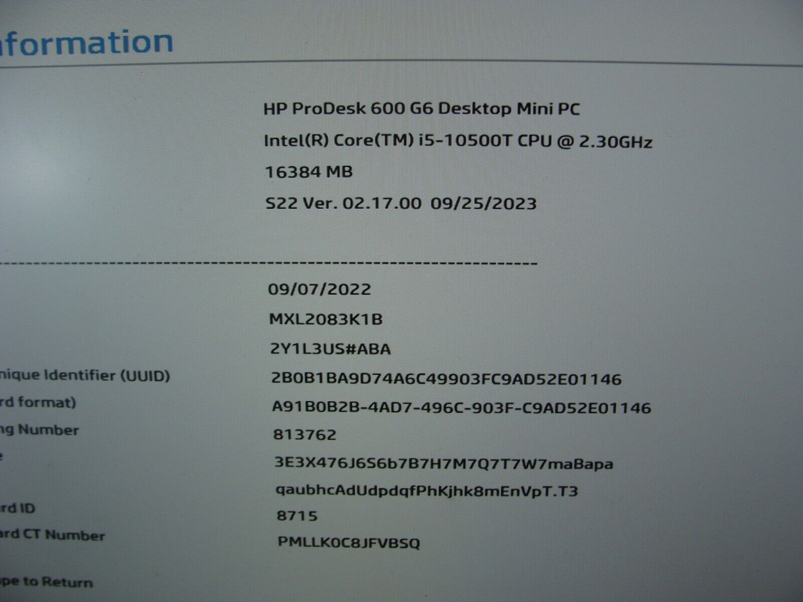 WRTY 2025 Wifi+ HP ProDesk 600 G6 MFF Intel i5-10500 2.3GHz 16GB RAM 256GB SSD