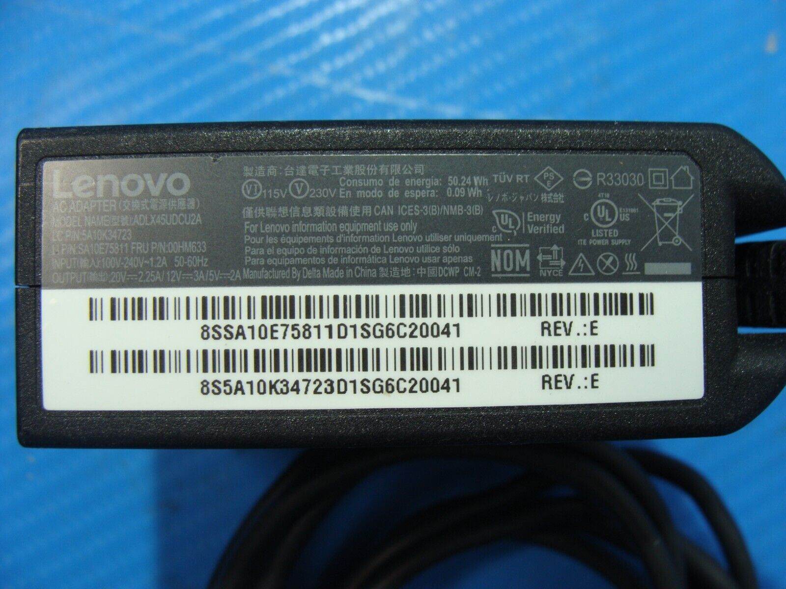 Lenovo 45W ADLX45UDCU2A 00HM633 USB Type-C AC Adapter for Lenovo Thinkpad X1 - Tested Computer Laptop Parts