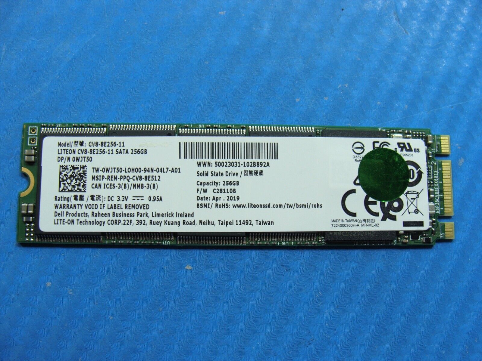 Dell E5470 Lite-On 256GB Solid State Drive SSD Sata M.2 WJT50 CV8-8E256-11