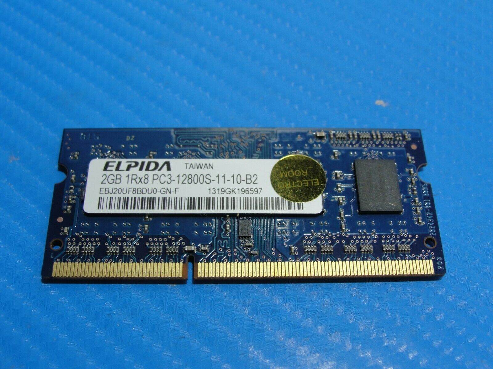 MacBook Pro A1278 SODIMM Elpida 2GB Memory PC3-12800S-11-10-B2 EBJ20UF8BDU0-GN-F - Tested Computer Laptop Parts
