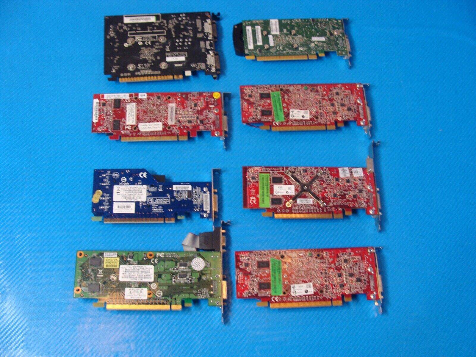 Mixed Lot 8x PCIe video graphics cards radeon hd/gt630/quadro k600 untested - Tested Computer Laptop Parts