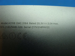 MacBook Pro A1708 MPXQ2LL/A Mid 2017 13" OEM Bottom Case Space Gray 923-01784 