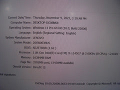 Lenovo ThinkPad X1 Carbon 9th Gen i5-1145G7 2.6GHz 16GB 512GB WRTY 99%Battery