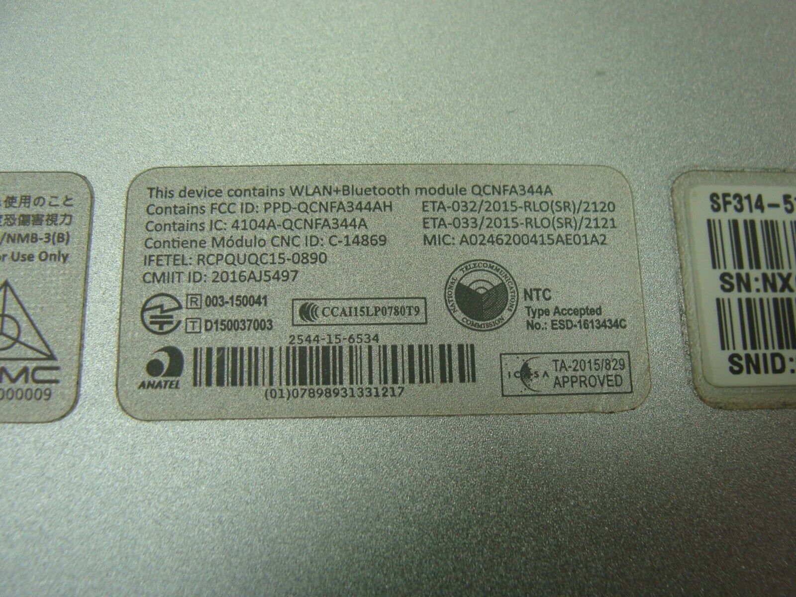 Acer Swift SF314-51-52W2 14 Bottom Case Base Cover 13N1-0QA0801