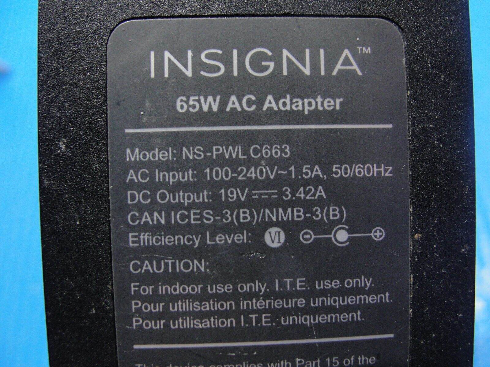 Genuine Insignia AC Adapter Power Charger 19V 3.42A 65W NS-PWLC663 - Tested Computer Laptop Parts