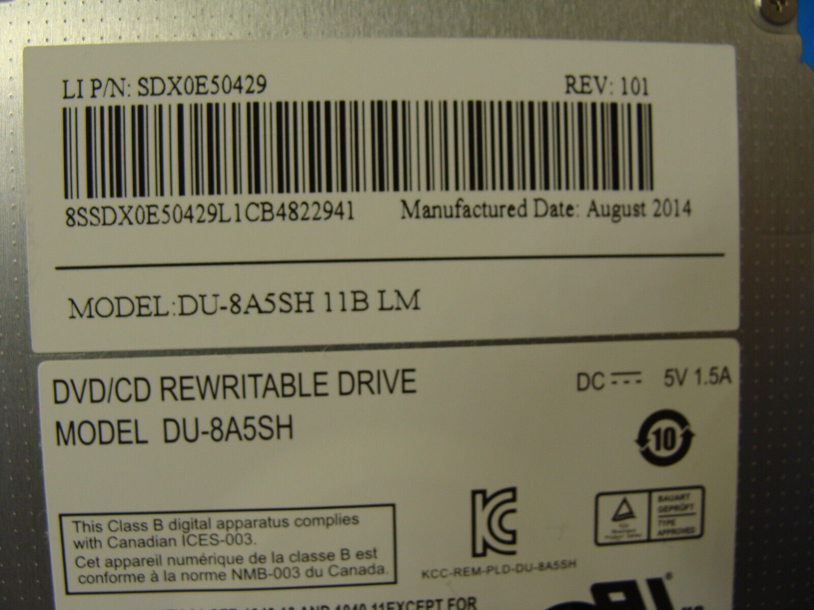 Lenovo ThinkPad 15.6” T540P OEM Laptop DVD/CD Rewritable Drive DU-8A5SH 04X4498