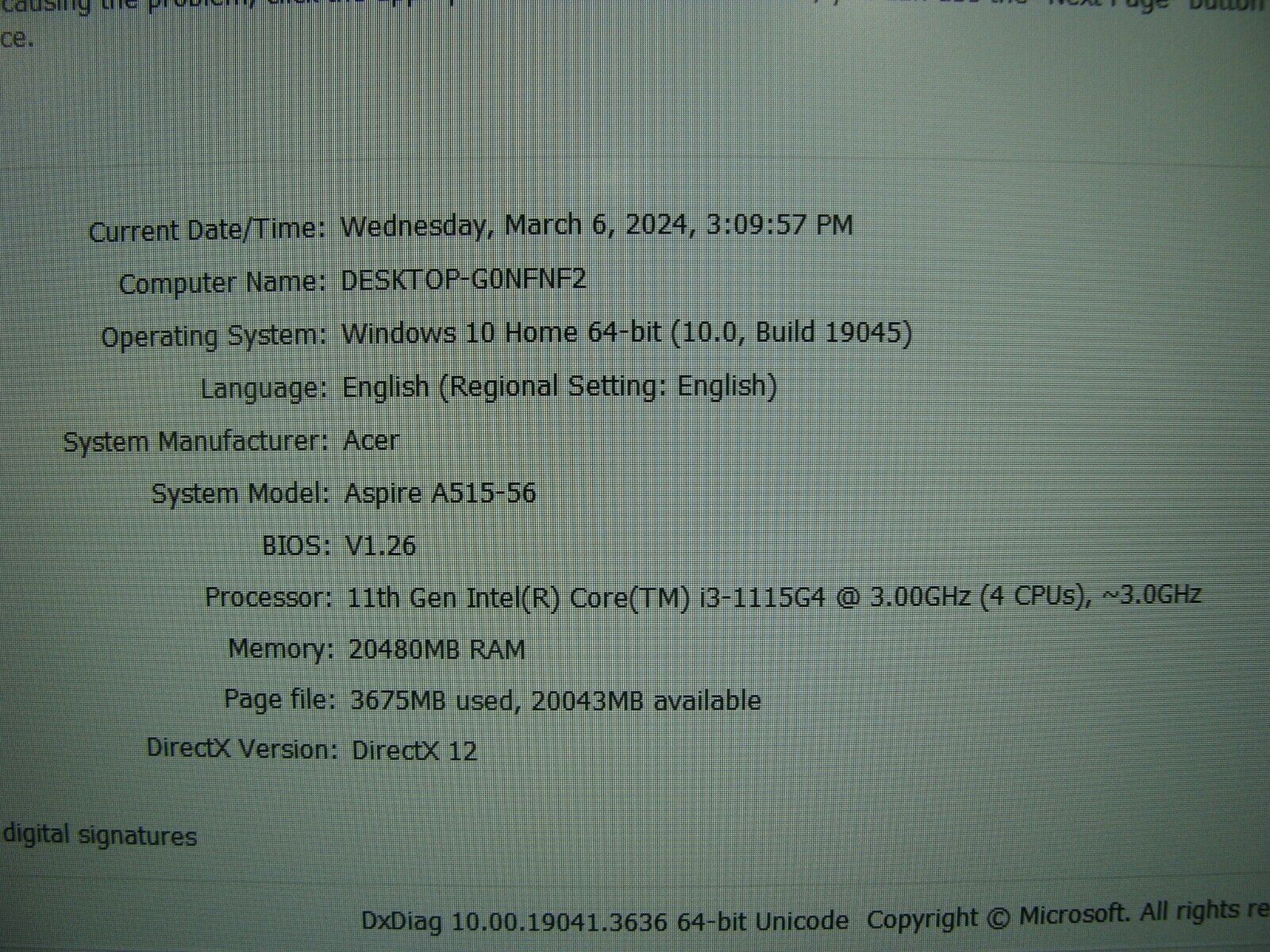 Acer Aspire 5 A515-56 15.6 FHD Intel i3-1115G4 3GHz 20GB 512GB HDD 100%Battery