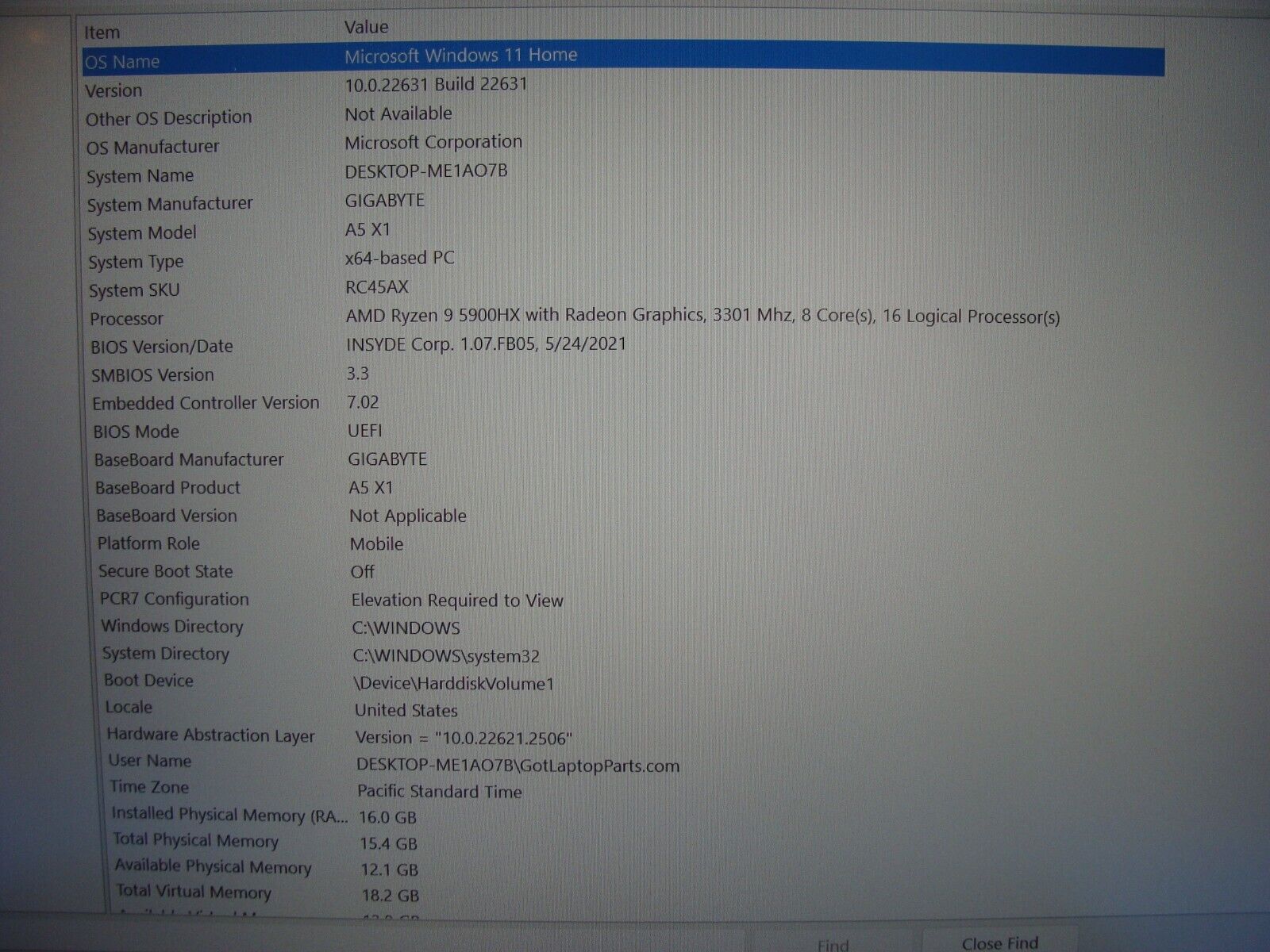 240Hz GIGABYTE A5 X1 Gaming Laptop AMD Ryzen9 5900HX 16GB 512GB SSD RTX 3070 8GB