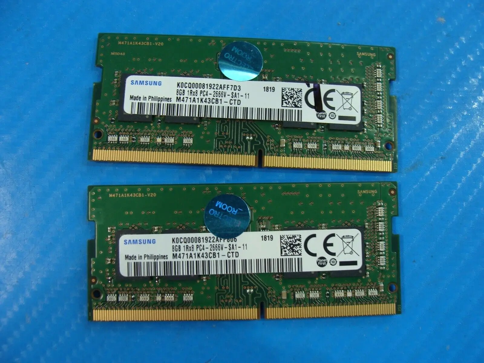 MSI GS63 Stealth 8RE So-Dim Samsung 16GB 2x8GB Memory PC4-2666V M471A1K43CB1-CTD
