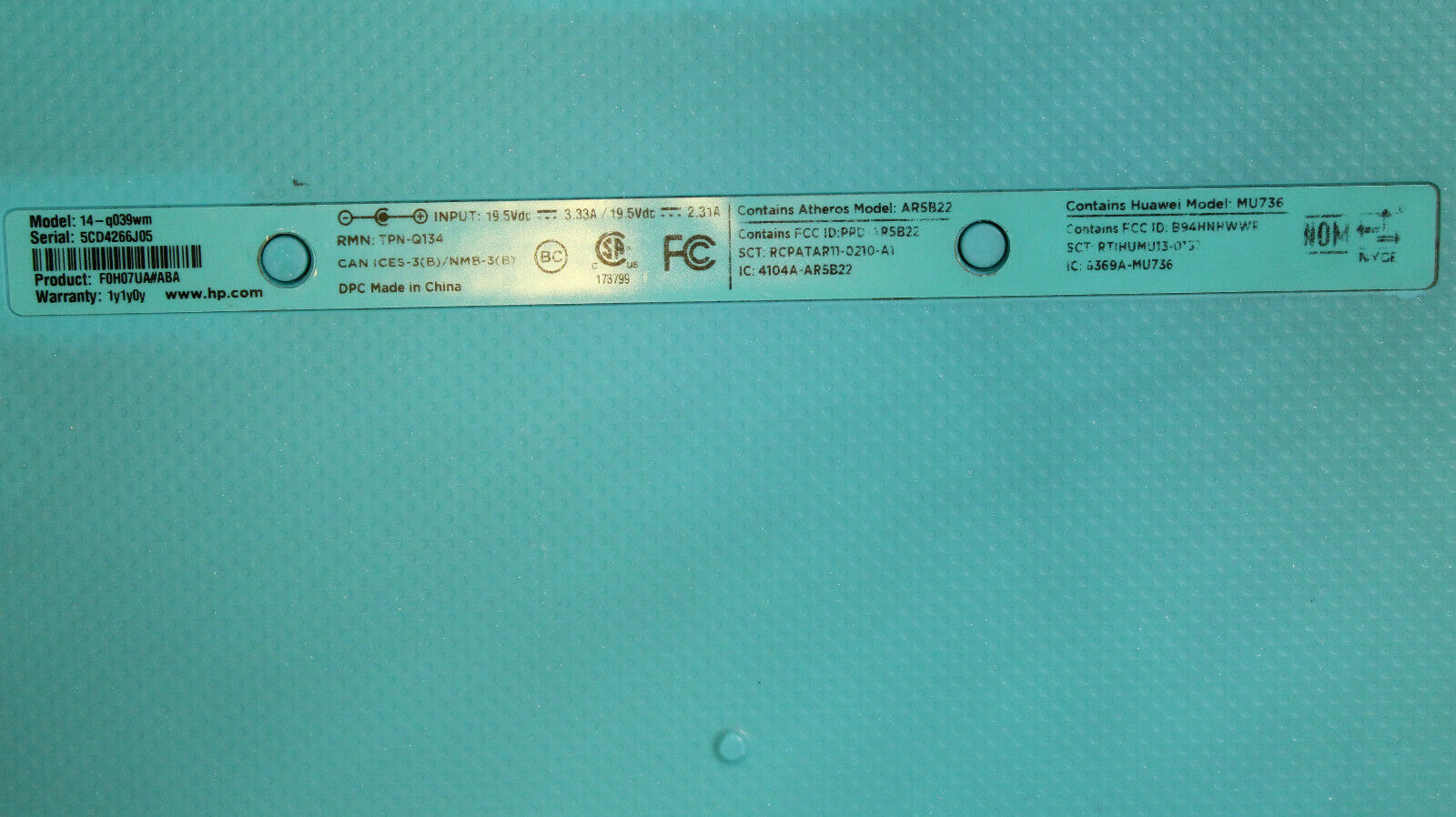 HP Chromebook 14-q039wm 14