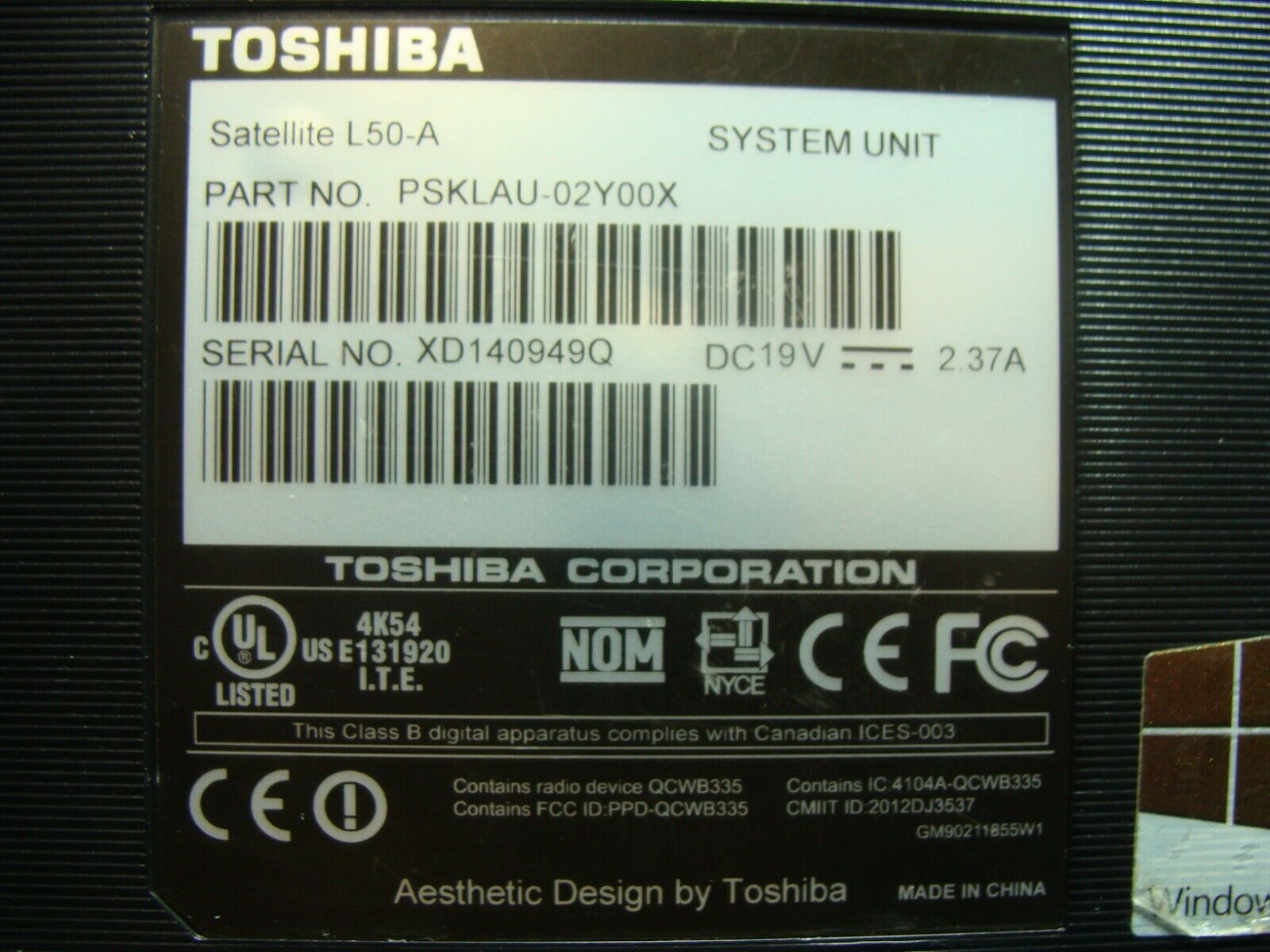 Toshiba Satellite L50-A 15.6