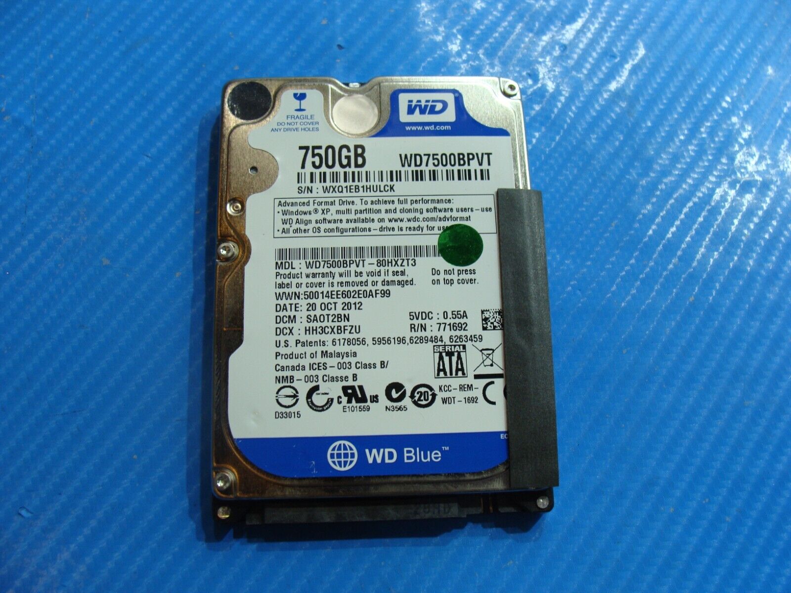 Asus Q500A Western Digital 750GB HDD Hard Drive WD7500BPVT-80HXZT3 SA0T2BN