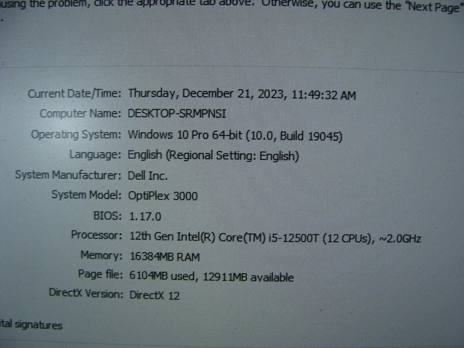 OB Wifi+BT 2yr WRTY Dell Optiplex 3000 MFF i5-12500T 4.4Ghz 16GB 256GB NVMe W10P
