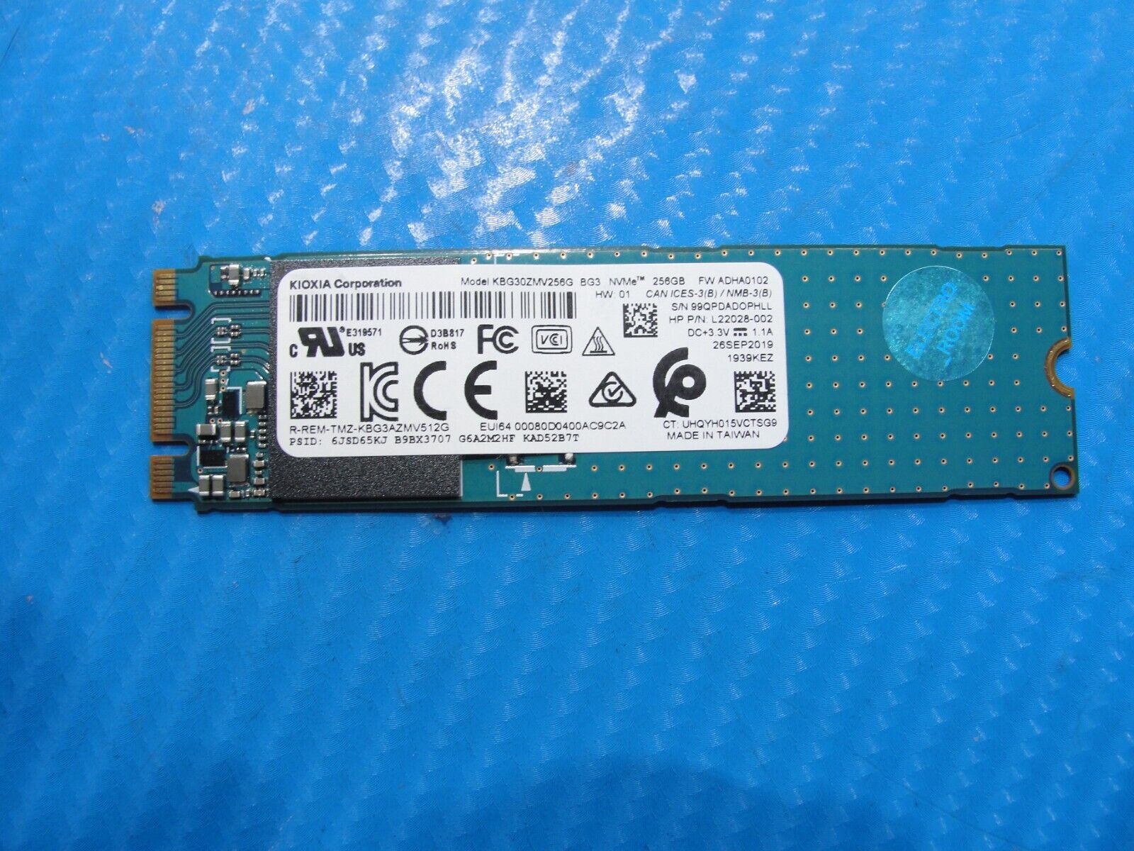 HP 15-cp0053cl Kioxia 256GB NVMe M.2 SSD Solid State Drive KBG30ZMV256G