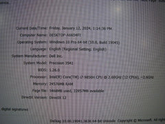 Dell Precision 3541 15.6 FHD i7-9850H 2.6GHz 24GB 512GB Nvidia P620 +Charger