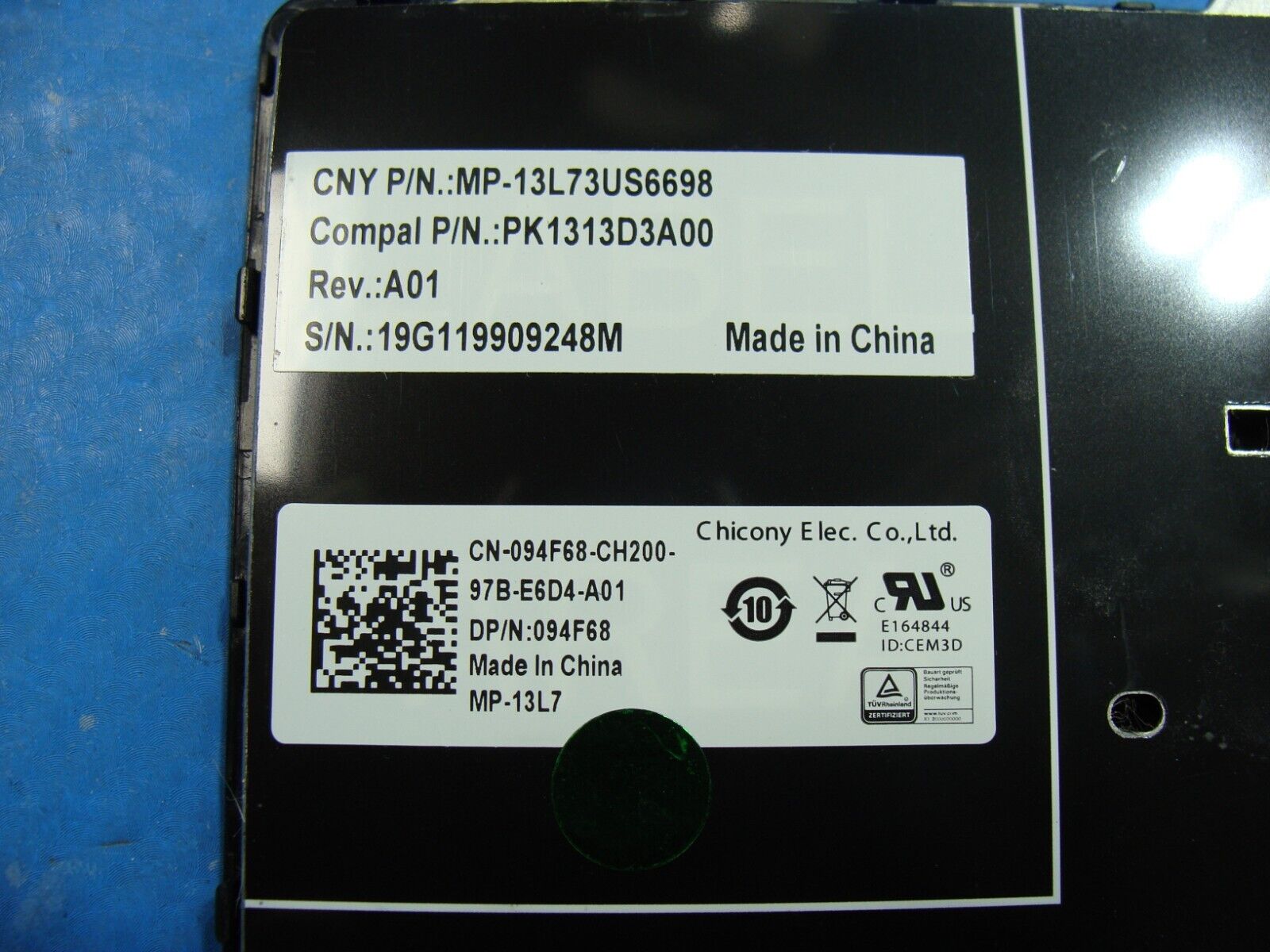 Dell Latitude 5491 14 US Keyboard Back 94F68 PK1313D3A00