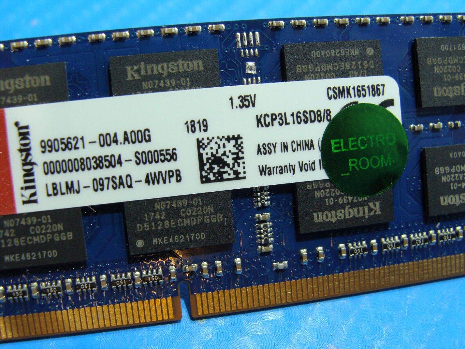 Lenovo T460 So-Dimm Kingston 8Gb Memory RAM 9905621-004.A00G KCP3L16SD8/8 - Tested Computer Laptop Parts