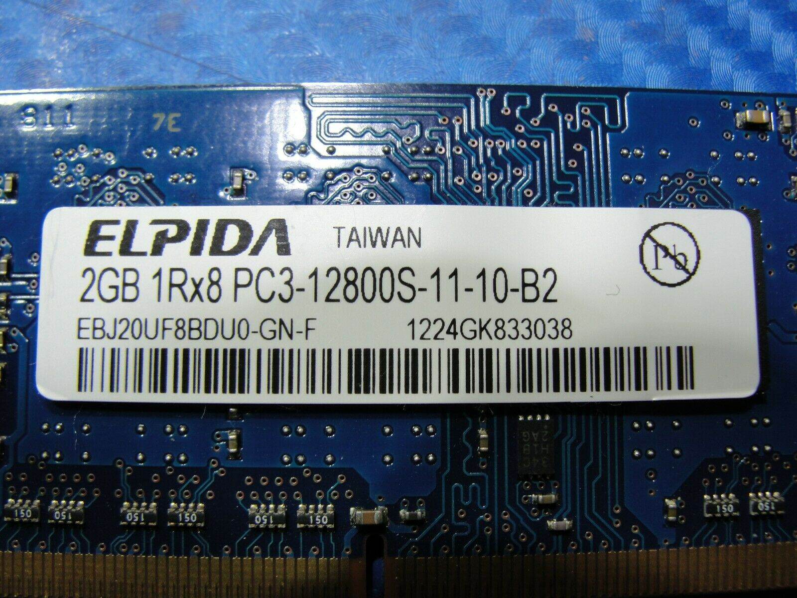 MacBook Pro A1278 Elpida 2GB PC3-12800S SO-DIMM Memory RAM EBJ20UF8BDU0-GN-F - Tested Computer Laptop Parts