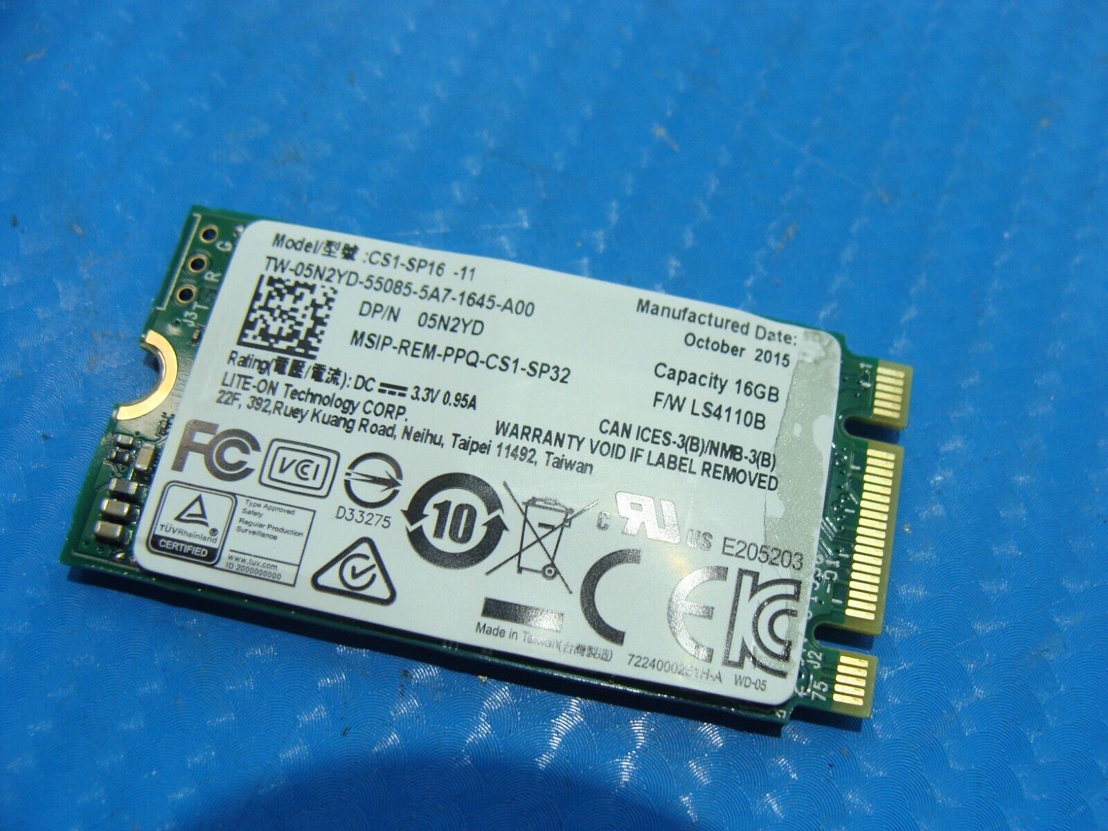 Dell 13 7310 LITE-ON 16GB SATA M.2 SSD Solid State Drive 5N2YD CS1-SP16-11