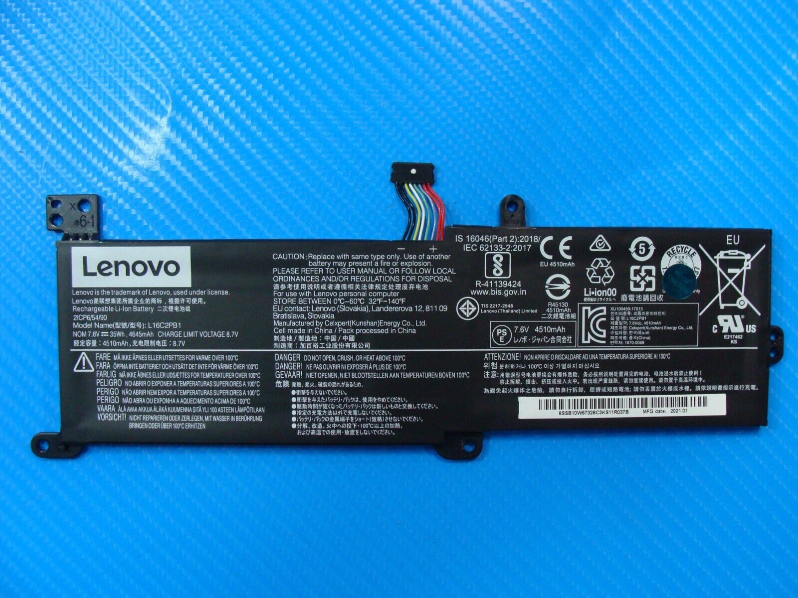 Lenovo IdeaPad 14” 3 14IIL05 81WD OEM Laptop Battery 7.6V 35Wh 4645mAh L16C2PB1